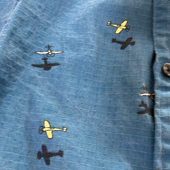 Sovereign Code boys blue denim polo thirt size8 with airplanes - Picture 3 of 4